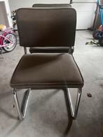 Vintage Chromen Stoel met natuurstof grijs, Tuin en Terras, Ophalen of Verzenden, Gebruikt, Metaal