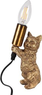 Tafellamp poes in 2 modellen, goudkleurig, Ophalen of Verzenden, Nieuw, Overige materialen, Minder dan 50 cm