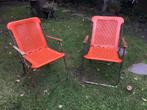 2 vintage knal oranje klapstoelen voor camping of tuin, Ophalen of Verzenden, Zo goed als nieuw, Campingstoel