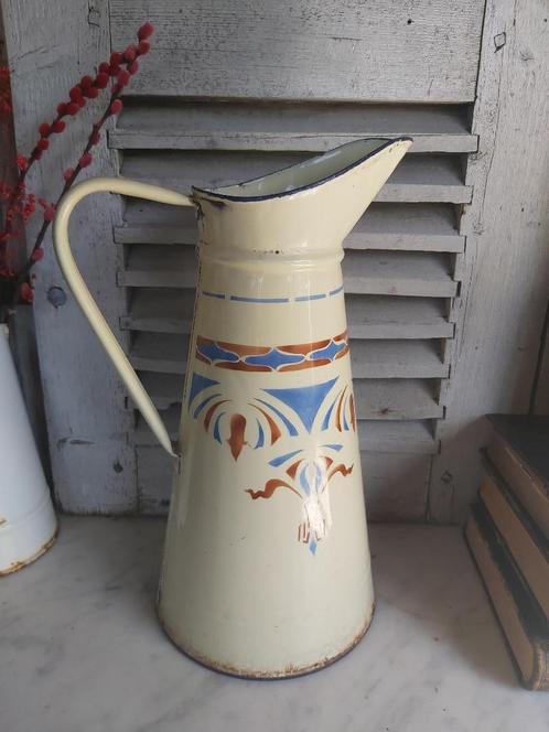 Mooie oude grote emaille waterkan / kan / lampetkan, Antiek en Kunst, Antiek | Emaille, Verzenden