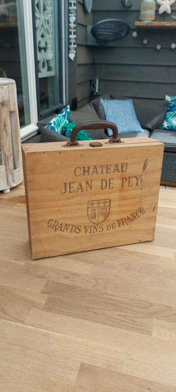 Leuk oud houten wijnkoffertje chateau jean de pey beschikbaar voor biedingen