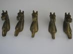 vintage 5 bronzen kapstok haken met paardenhoofd, Antiek en Kunst, Ophalen of Verzenden, Brons