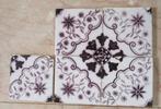 5x antiek wandtegel vierpas mangaan tableau bloemornament, Antiek en Kunst, Verzenden