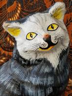 Mooie oude Oosterse poes of kat van papier-mache 28 cm., Ophalen of Verzenden