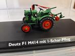 Deutz F1M414 tractor met 1 schaar ploeg. Elfer Deutz., Ophalen, Nieuw, Tractor of Landbouw, Schuco