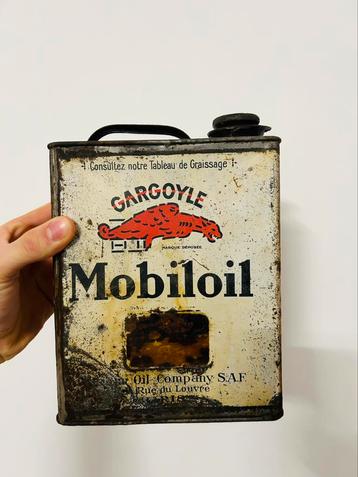 Olieblik olie blik oil can mobiloil gargoyle mancave vintage beschikbaar voor biedingen