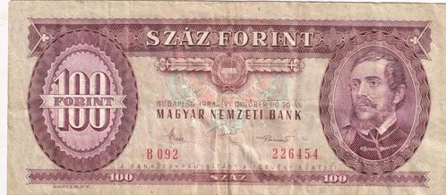 Hongarije 100 forint 30-10-1984, Postzegels en Munten, Bankbiljetten | Europa | Niet-Eurobiljetten, Los biljet, Hongarije, Verzenden