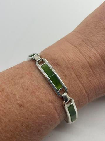 Z975 Prachtige zilveren Jade armband beschikbaar voor biedingen