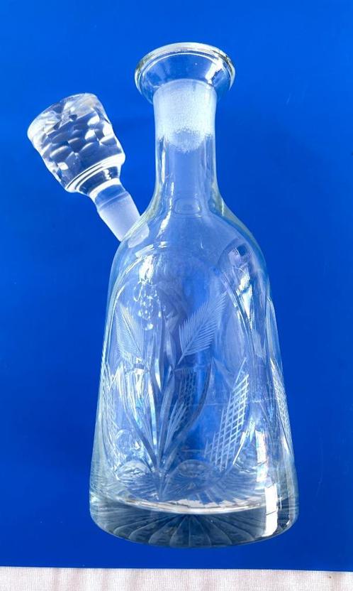 Karaf Kristal Glas Gegraveerd / stervormige stop, Antiek en Kunst, Antiek | Glas en Kristal, Ophalen
