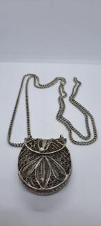 Zilveren Reukdoosje Filligrain Ketting 80cm, Ophalen of Verzenden, Zilver