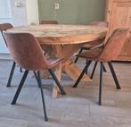 Ronde Steigerhouten Eettafel - 130cm, Huis en Inrichting, Tafels | Eettafels, Ophalen, Gebruikt, Rond, Landelijk, robuust