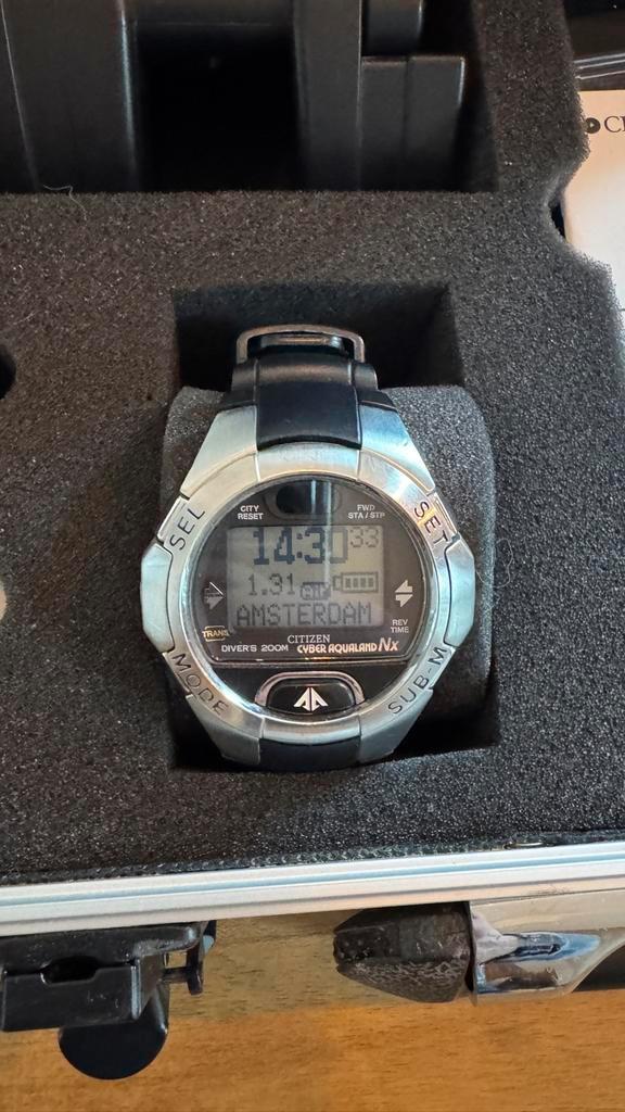 Citizen Cyber Aqualand NX - Nieuwe batterij & waterdicht!, Sieraden, Tassen en Uiterlijk, Sporthorloges, Zo goed als nieuw, iOS