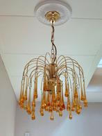 Paolo venini vintage kroonluchter murano amber kleur, Ophalen, Zo goed als nieuw, Vintage design kristal murano, Minder dan 50 cm