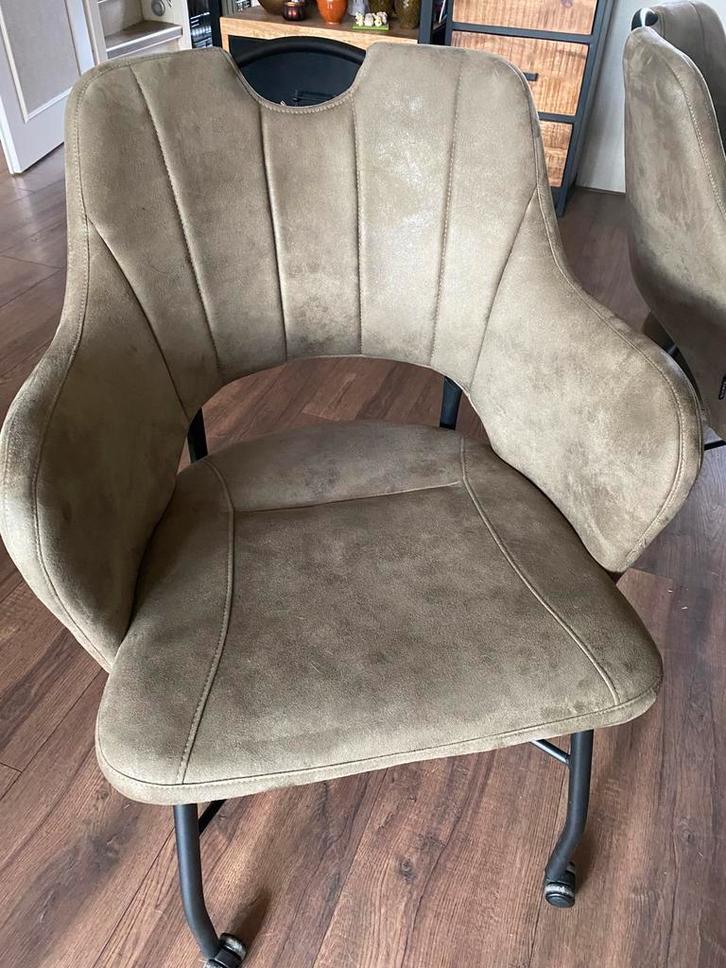 4 mosgroene eettafel stoelen mx sofa (olijk) zitmaxx, Huis en Inrichting, Stoelen, Zo goed als nieuw, Vier, Stof, Overige kleuren