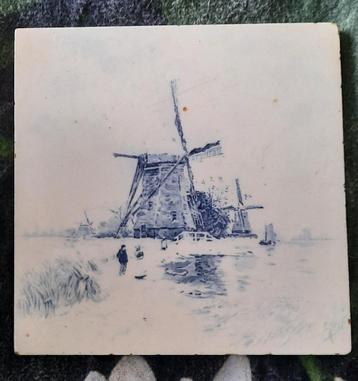 antiek delfts blauw tegeltje 15,5 x 15,5 cm beschikbaar voor biedingen