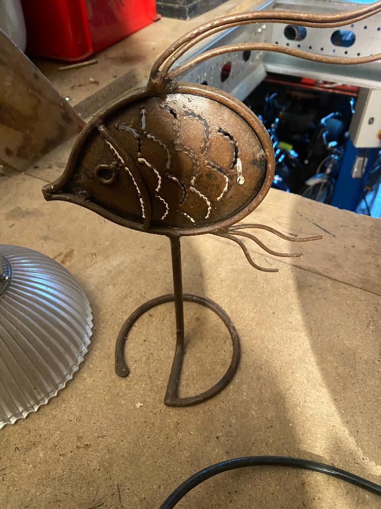 Leuke koperen vis waxinelichtjes houder, Gebruikt, Ophalen of Verzenden, Minder dan 25 cm, Bruin