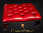 Chesterfield oxblood rood voetenbankje,hocker,queen anne, Gebruikt, Klassiek, Hout, Ophalen of Verzenden