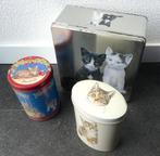 Franciens katten blikken kattenblik poes kat trommel blik, Ophalen of Verzenden, Gebruikt, Overige