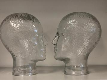 Vintage Glazen Hoofd voor koptelefoon Mannequin beschikbaar voor biedingen