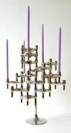 Vintage BMF kandelaar Fritz Nagel chroom 60's, Gebruikt, Ophalen of Verzenden, Metaal, Kandelaar