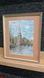 Aquarel Amsterdam Montelbaanstoren Ingelijst, Ophalen of Verzenden