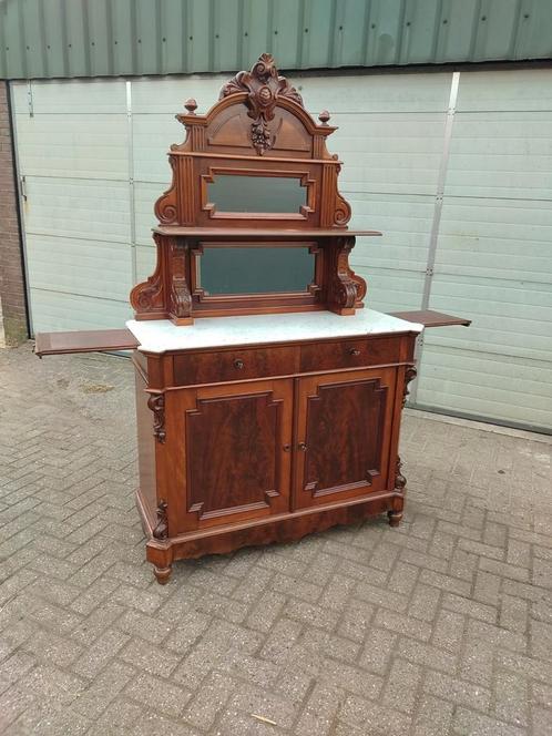 Prachtige , antieke, mahonie bonheur met marmeren blad, Antiek en Kunst, Antiek | Meubels | Kasten, Ophalen of Verzenden