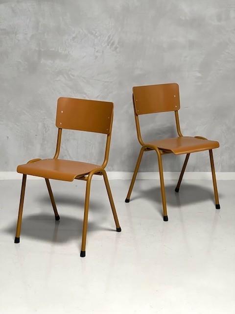 Retro eetkamerstoelen nieuw okerbruin cognac prijs p/stuk, Huis en Inrichting, Stoelen, Nieuw, Vijf, Zes of meer stoelen, Kunststof