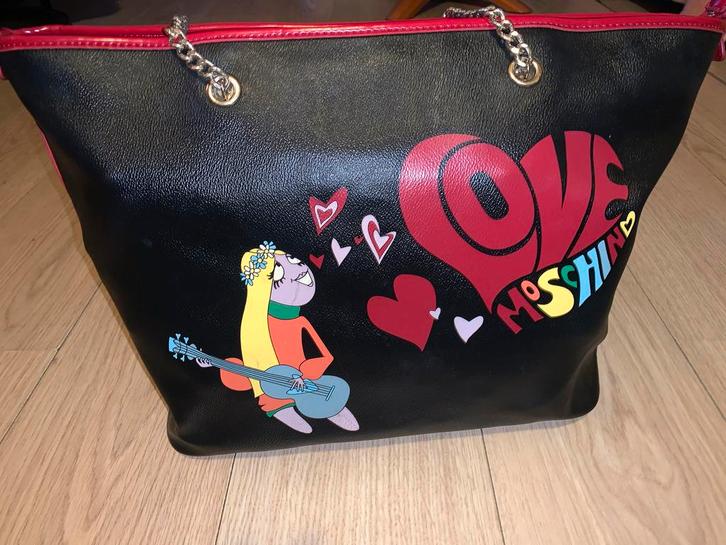 Moschino Shopper met Love Print, Sieraden, Tassen en Uiterlijk, Tassen | Damestassen, Zo goed als nieuw, Shopper, Zwart, Ophalen of Verzenden