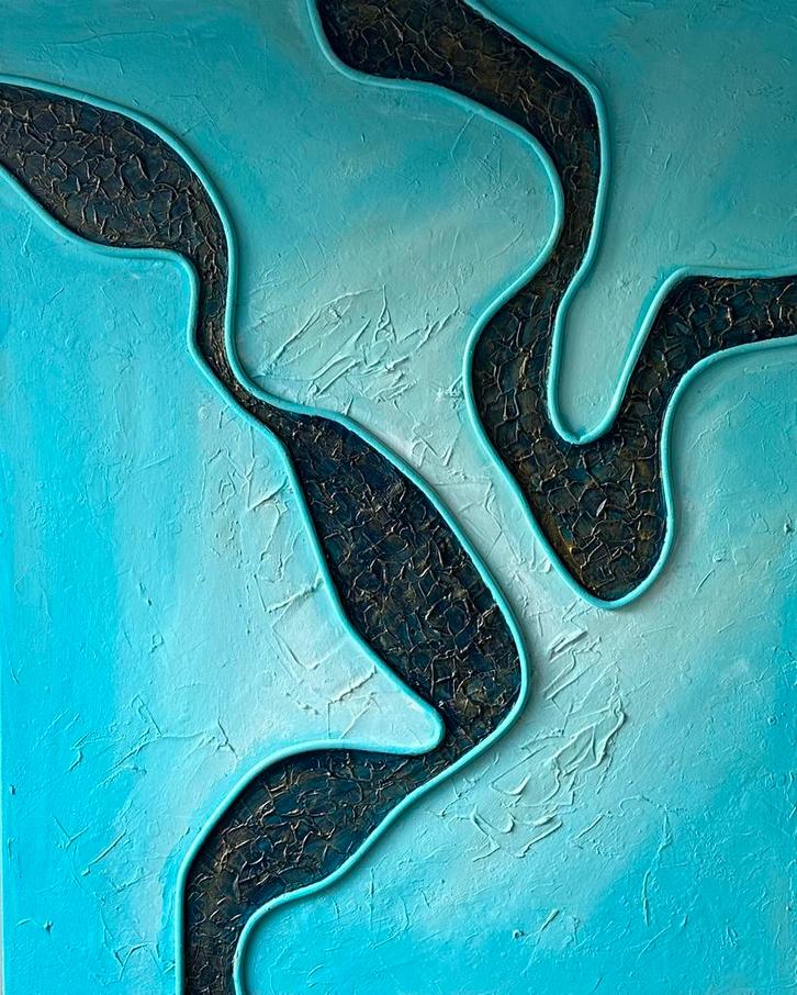 Valera- Abstract - Handgeschilderd- Uniek, Antiek en Kunst, Kunst | Schilderijen | Abstract, Ophalen of Verzenden