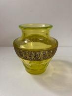 Uranium Glas Vaas met Gouden Decoratie, Ophalen of Verzenden