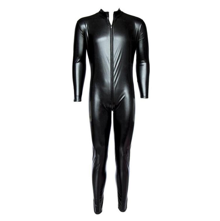 Zwarte metallic heren catsuit wetlook bodysuit sexy glimmend, Kleding | Heren, Carnavalskleding en Feestkleding, Nieuw, Kleding