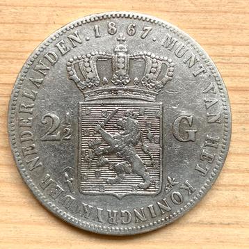 Nederland 2-1/2 gulden 1867 Willem III Rijksdaalder zilver beschikbaar voor biedingen