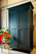 Vintage/Brocante antraciet kloosterkast,Kledingkast antiek🖤, 100 tot 150 cm, 200 cm of meer, Met hangruimte, Ophalen of Verzenden
