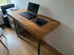 Bureaublad massief hout met stijgerpoten, Ophalen of Verzenden, Zo goed als nieuw
