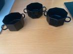 3 zwart soepkommen / Arcoroc France Octime - vintage, Ophalen of Verzenden, Kom(men), Overige stijlen, Glas