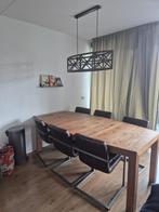 Eettafel met zes stoelen, Huis en Inrichting, Tafels | Eettafels, Ophalen, Gebruikt, 100 tot 150 cm, 200 cm of meer
