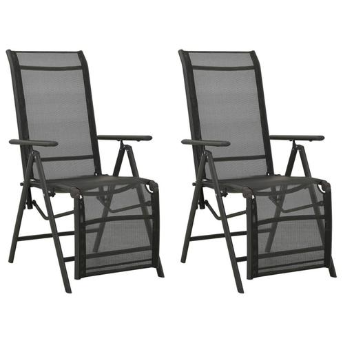 Tuinstoelen 2 st verstelbaar textileen aluminium, Caravans en Kamperen, Kampeermeubelen, Nieuw, Ophalen of Verzenden