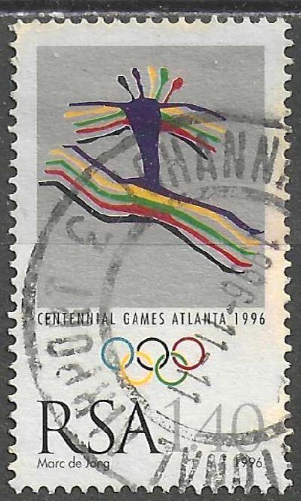 Zuid-Afrika 1996 - Yvert 912 - Zomerspelen in Atlanta  (ST), Postzegels en Munten, Postzegels | Afrika, Gestempeld, Zuid-Afrika
