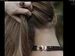 Antieke Gouden ketting collier Edelsteen Granaat 14 kar slot, Verzenden, Zo goed als nieuw, Met edelsteen, Goud
