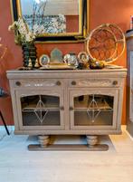 Vintage Brocante Theekastje Vitrinekast Taupe, Huis en Inrichting, Ophalen, 50 tot 100 cm, Minder dan 100 cm, 25 tot 50 cm