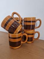 Vintage "look" gestreepte mokken set van 6, Gebruikt, Ophalen of Verzenden, Overige stijlen, Kop(pen) en/of Schotel(s)