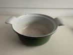 Vintage Groene Emaille Schaal - Le Creuset Stijl, Antiek en Kunst, Antiek | Emaille, Ophalen of Verzenden