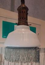 Actie Vintage hanglamp, melkglas, stof koper. Franse stijl, Ophalen, Gebruikt, Vintage, Glas