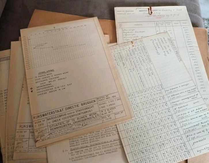 1954, AANBESTEDING BASCULEBRUG, SNEEK - RIJKSWATERSTAAT,, Antiek en Kunst, Antiek | Boeken en Bijbels, Ophalen of Verzenden