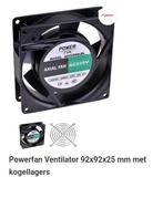 Powerfan Ventilator 92x92x25 mm met kogellagers AC 220 volt, Ophalen of Verzenden, Zo goed als nieuw, Ventilator