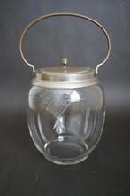 koekjes pot antiek biscuit vat koekjes trommel geslepen glas, Ophalen of Verzenden