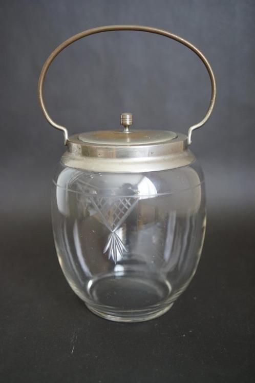 koekjes pot antiek biscuit vat koekjes trommel geslepen glas, Antiek en Kunst, Antiek | Glas en Kristal, Ophalen of Verzenden
