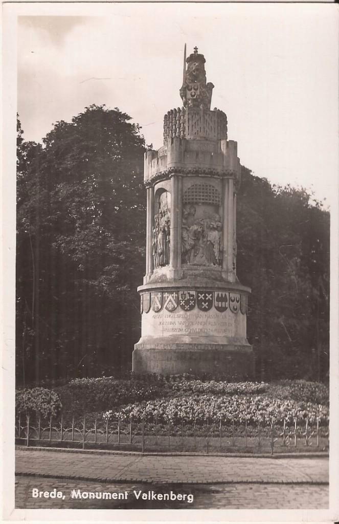Breda Monument Valkenberg Uitg. Vroom & Dreesman 1940, Verzamelen, Ansichtkaarten | Nederland, Gelopen, Noord-Brabant, 1940 tot 1960