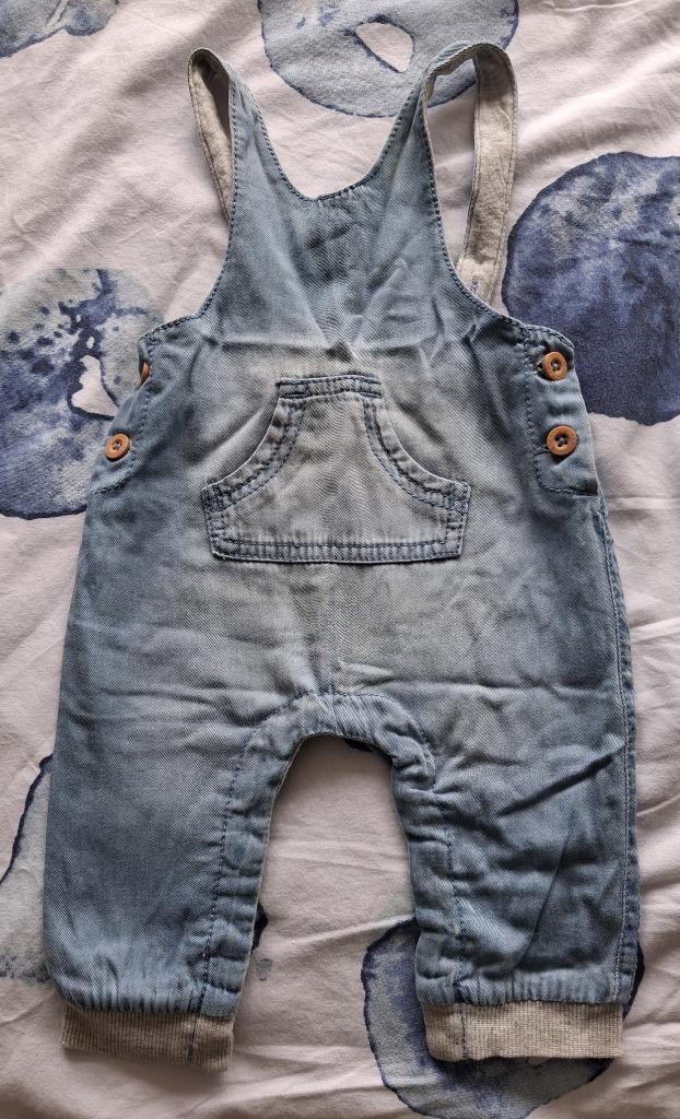 Leuke katoenen 'spijker' tuinbroek voor unisex baby maat 50, Kinderen en Baby's, Babykleding | Maat 50, Zo goed als nieuw, Jongetje of Meisje