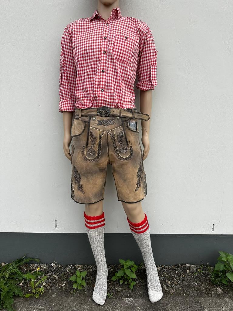 Lederhose, blouse en kniesokken 48 tm 60, Kleding | Heren, Carnavalskleding en Feestkleding, Nieuw, Kleding, Carnaval, Maat 52/54 (L)
